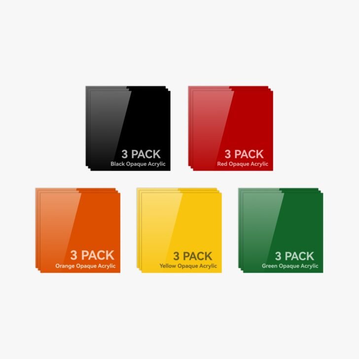 Ultimate 3mm Opaque Glossy Acrylic Kit (15 pcs) Material Mystery Box Laser Material Kit – Starter Pack (49 pcs) Cutting Material Kit – Starter Pack